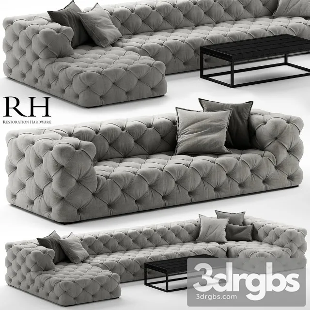 Rh Soho Tufted Sofa 01 3D Model Download