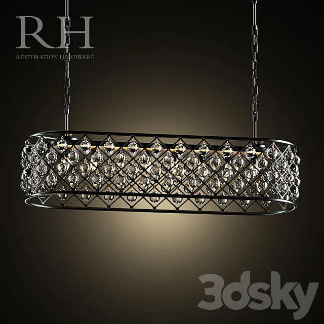 RH SPENCER RECTANGULAR CHANDELIER 3D Model RH SPENCER RECTANGULAR CHANDELIER 3D Model