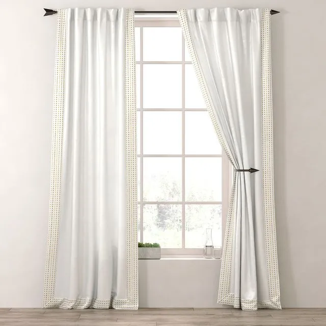 RH STUDDED BORDER COTTON DRAPERY PANEL 3D Model
