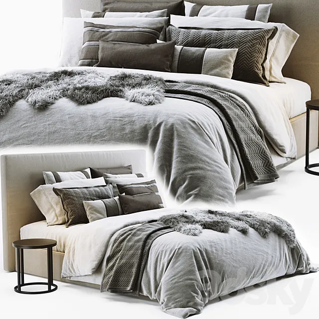 RH Sullivan Fabric Bed 3D Model RH Sullivan Fabric Bed 3D Model