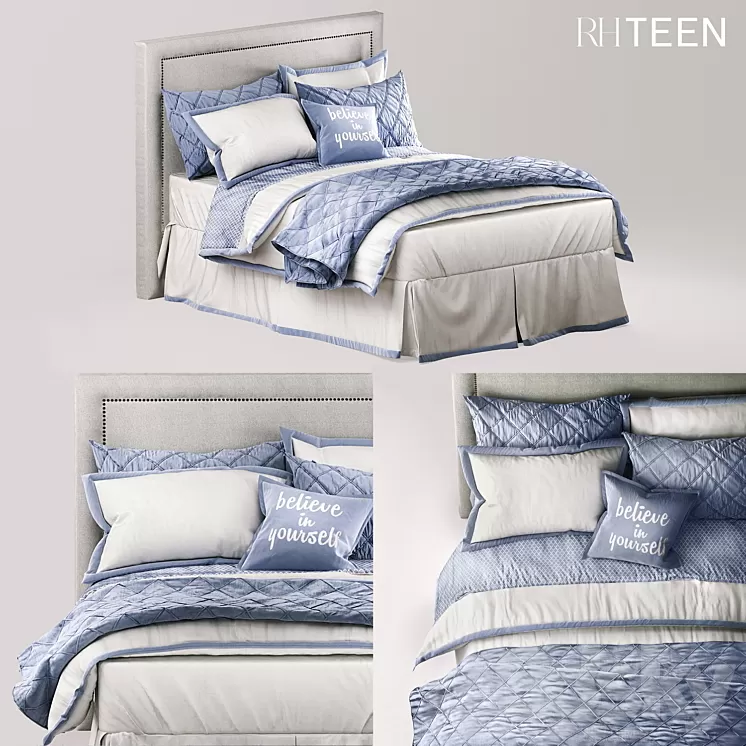 RH TEEN EDGED BORDER & OGEE LATTICE BEDDING FRENCH BLUE 3D Model RH TEEN EDGED BORDER & OGEE LATTICE BEDDING FRENCH BLUE 3D Model