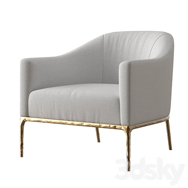 Rh Thaddeus Barrelback Slope Armchair 3D Model