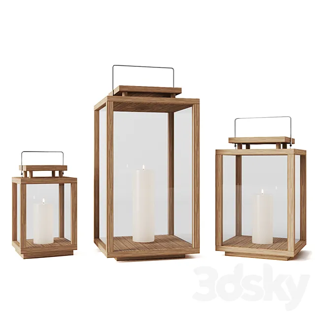 Rh Treviso Teak Lantern 3DModel Rh Treviso Teak Lantern 3DModel
