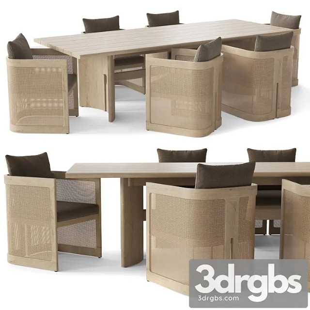 Rh Trieste Teak Rectangular Dining Table 3D Model Download