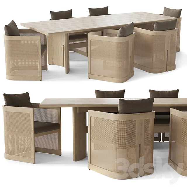 RH TRIESTE TEAK RECTANGULAR DINING TABLE 3D Model RH TRIESTE TEAK RECTANGULAR DINING TABLE 3D Model