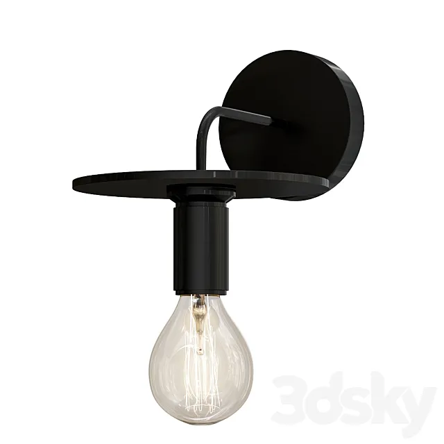 RH Utilitaire Knurled Disk Shade Sconce Black 3D Model