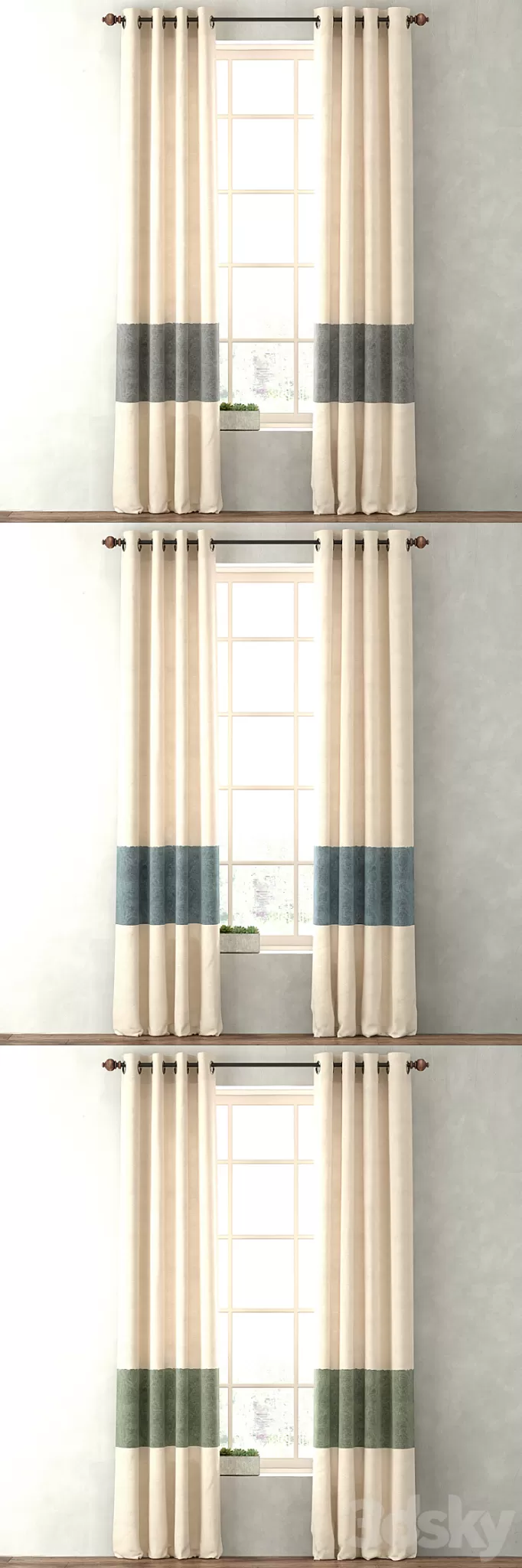 RH \/ VINTAGE CANVAS STRIPE DRAPERY PANEL 3D Model