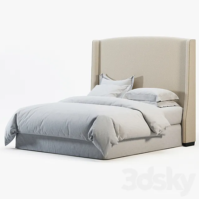 RH WARNER FABRIC HEADBOARD WITH NAILHEADS 3D Model RH WARNER FABRIC HEADBOARD WITH NAILHEADS 3D Model