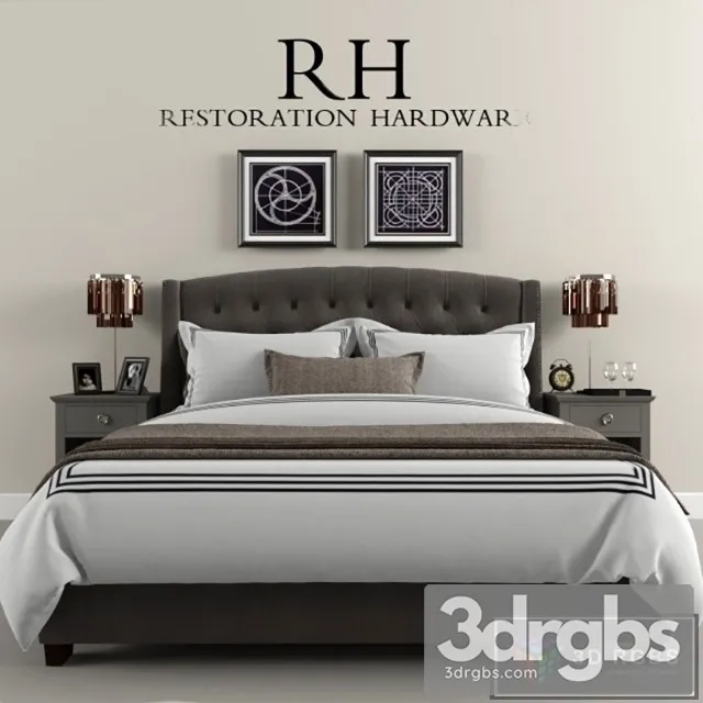 RH Warner Tufted Fabric Bed 3D Model Download RH Warner Tufted Fabric Bed 3D Model Download