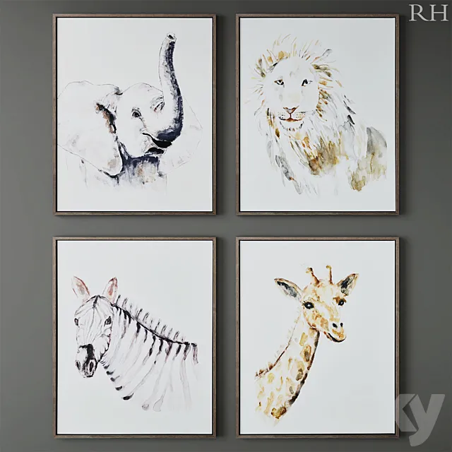 RH WATERCOLOR SAFARI ANIMAL ART 3D Model RH WATERCOLOR SAFARI ANIMAL ART 3D Model