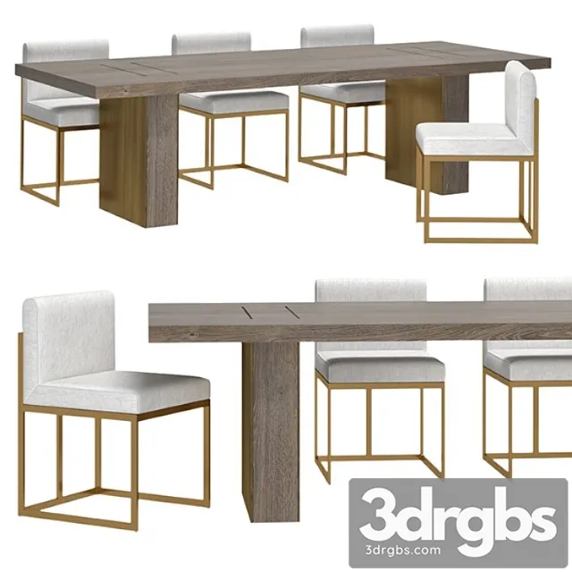 Rh Waxler Side Chair Gage Rectangular Dining Table 3D Model Download