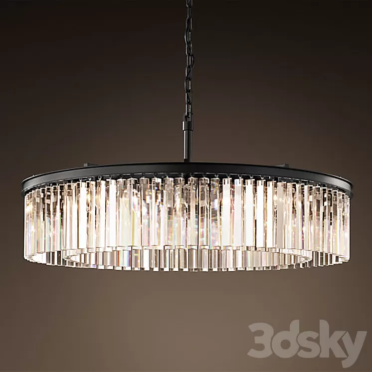 RH-YS CLEAR GLASS PRISM ROUND CHANDELIER 43 3D Model