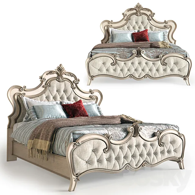 Rhinecliff Upholstered Panel Bed 3D Model Rhinecliff Upholstered Panel Bed 3D Model