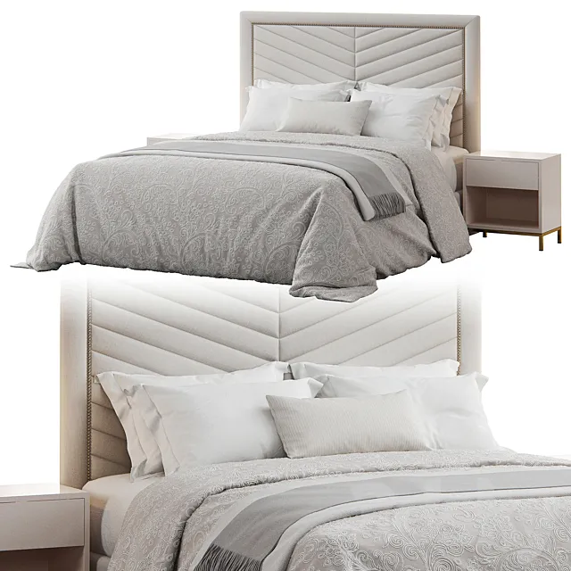 Rhys II Dovetail Tufted Nailhead Headboard Bed 3D Model Rhys II Dovetail Tufted Nailhead Headboard Bed 3D Model