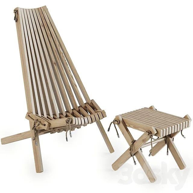 Ribbon Recliner and Ribbon Footstool by Brafab 3D Model Ribbon Recliner and Ribbon Footstool by Brafab 3D Model