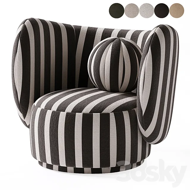 Rico Lounge Chair with Swivel Base 3D Model