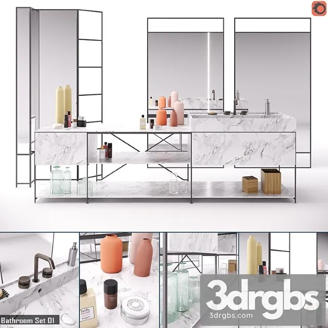 RIG Modules Bathroom With Decor Set 01 3D Model Download