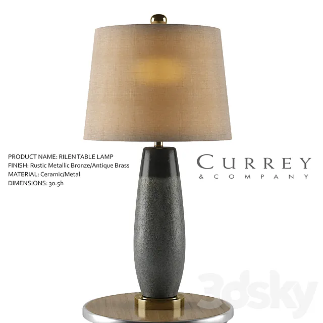 Rilen Table Lamp – Currey & Company 3D Model Rilen Table Lamp – Currey & Company 3D Model