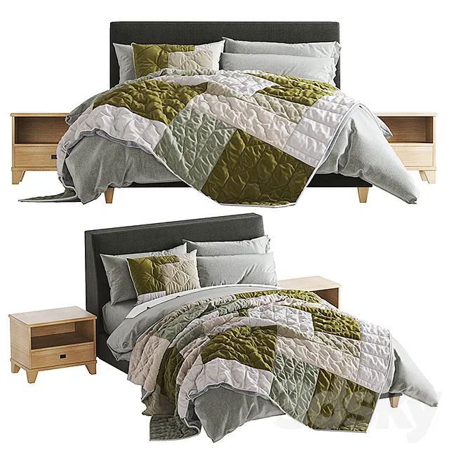 Riley Upholstered Bed 3D Model Riley Upholstered Bed 3D Model