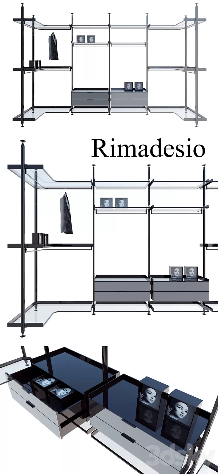 Rimadesio zenit system 02 living-rooms and walk-in closets Kitchen Wardrobe Display cabinets and storage 3D Model Rimadesio zenit system 02 living-rooms and walk-in closets Kitchen Wardrobe Display cabinets and storage 3D Model