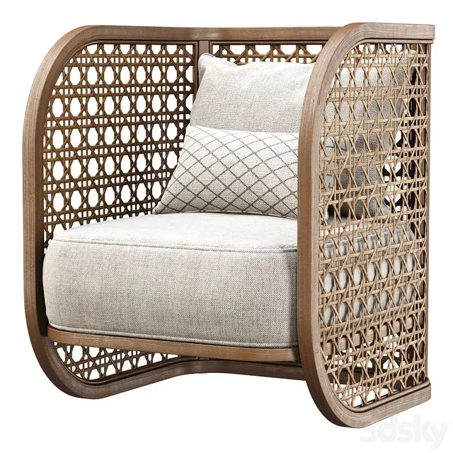 Rimma rattan restaurant chair 3D Model