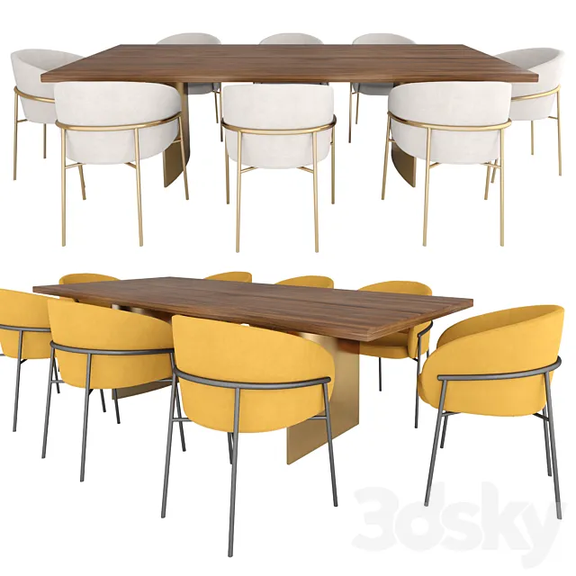 RIMO Chair By PARLA and Linha dining table by Minotti 3D Model