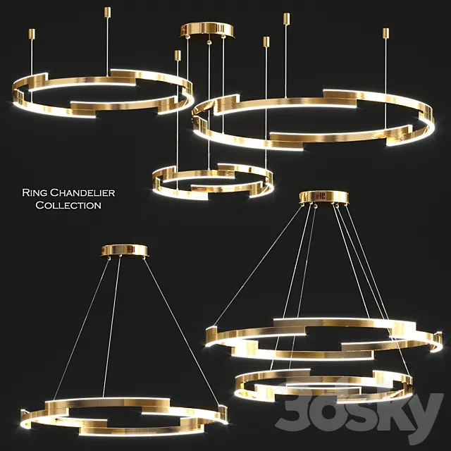 Ring chandelier collection 3D Model