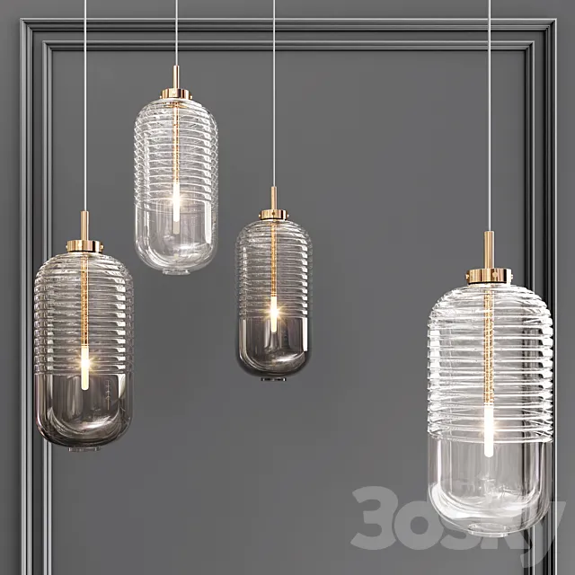 Ring Glass Art Chandelier 03 3DModel