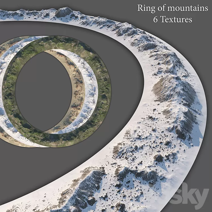 Ring of mountains + 6 Textures 3D Model