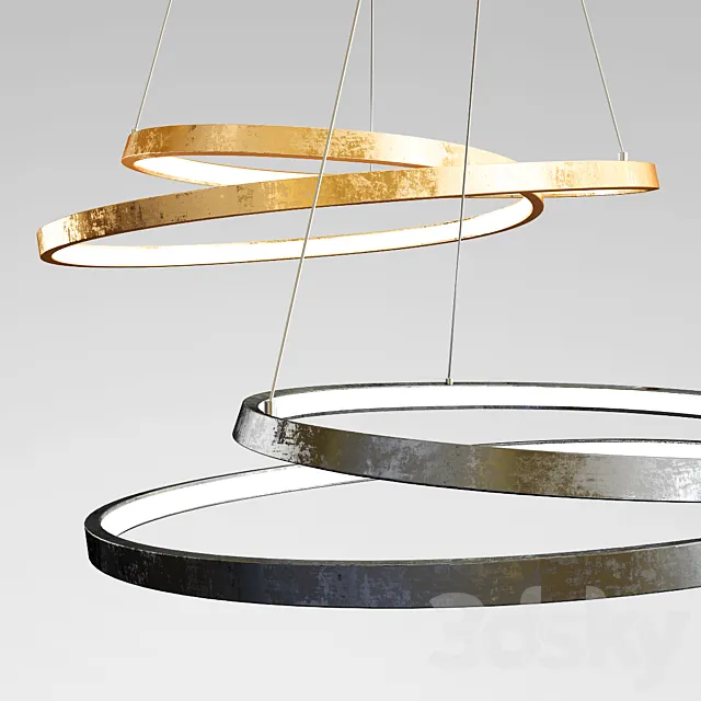 Ring Pendant Light – Gold and Black 3D Model