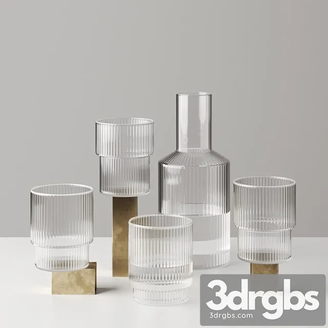 Ripple glass and carafe by ferm living 3D Model Download