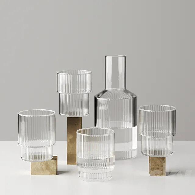 Ripple Glass and Carafe by Ferm living 3D Model