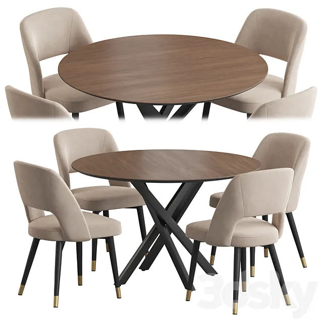 Ritz table Hudson stool dining set 3DModel