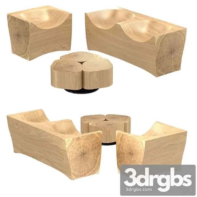 Riva 1920 log armchair toi center table 3d model 2 3D Model Download