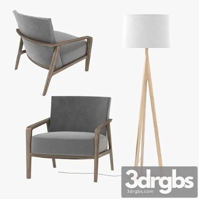 Riva 1920 noble armchair and jackson floor lamp by crate and barrel 3D Model Download