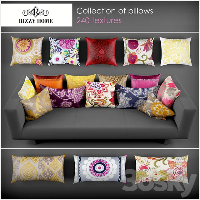 Rizzy Home pillows3 3D Model Rizzy Home pillows3 3D Model