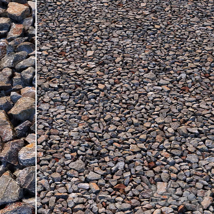 Road gravel material 3D Model