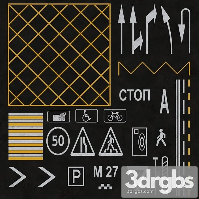 Road markings 2 3D Model Download