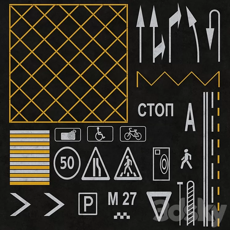 road markings 3D Model