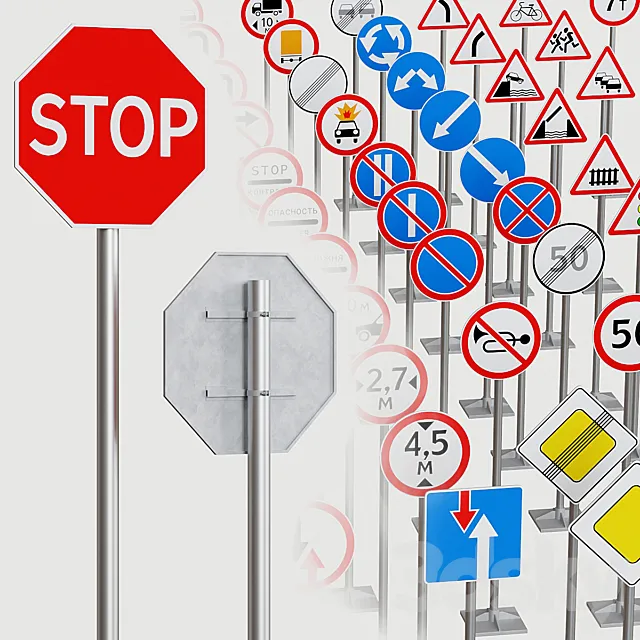 Road signs 3D Model Road signs 3D Model