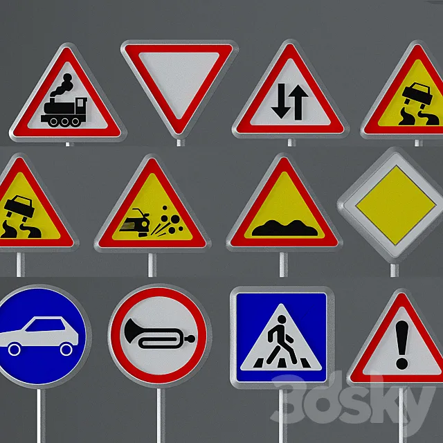 Road signs 3D Model Road signs 3D Model