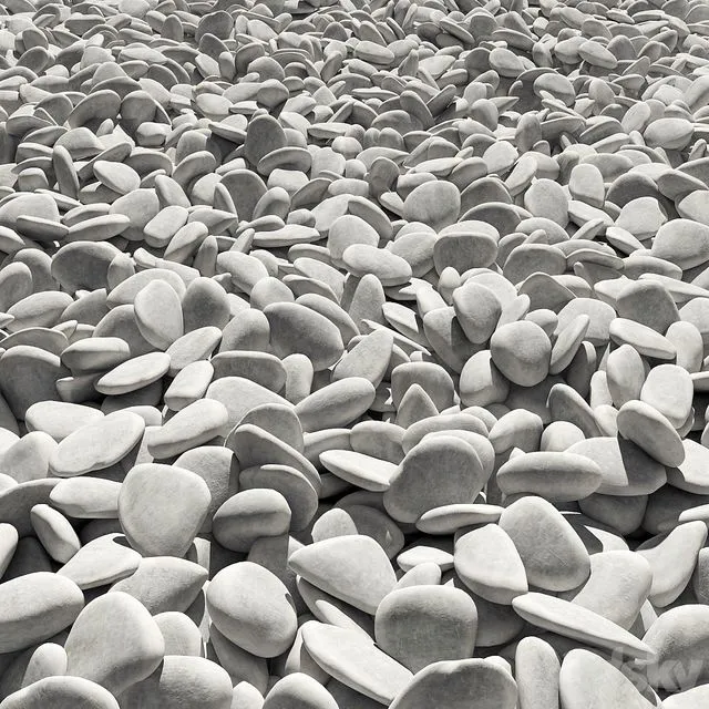 Road white pebble No. 3 3D Model