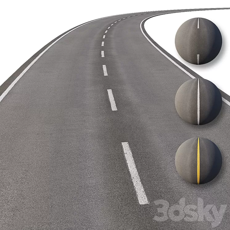 Road with markings 3D Model Road with markings 3D Model