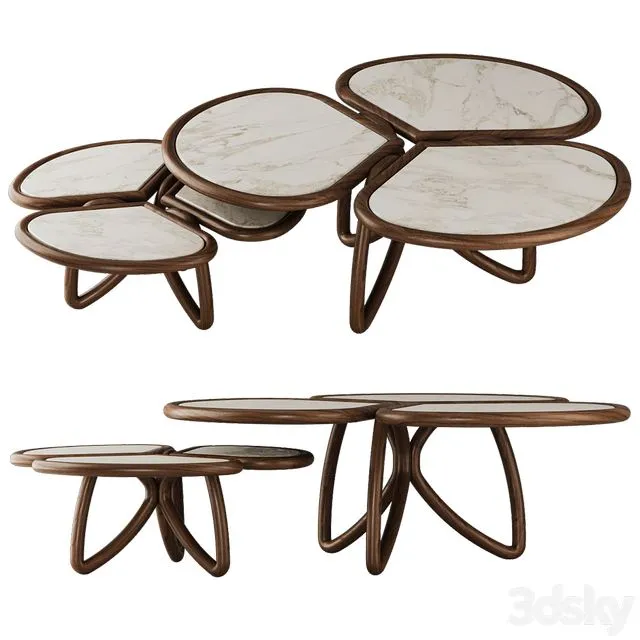 Roatan Set Coffee Table by Alma de Luce 3D Model