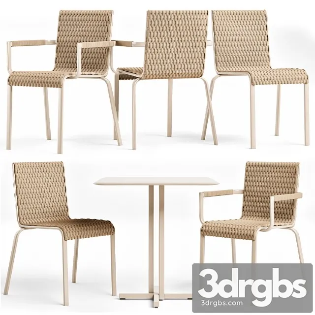 Roberti rattan key west chairs & table 2 3D Model Download