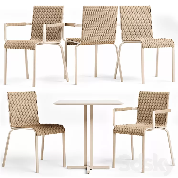 Roberti Rattan Key West Chairs & Table 3D Model