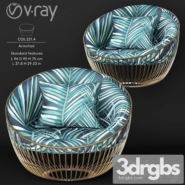 Roberto cavalli Cosmopolitan tropical armchair 3D Model Download