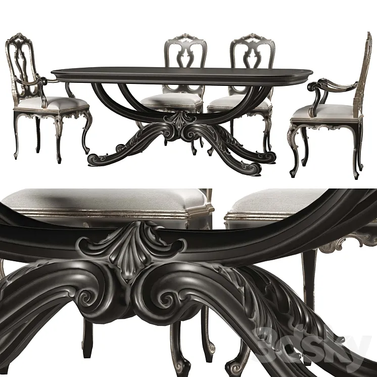 roberto giovannini dining table and chair art1231g and art 193 3D Model Free Download