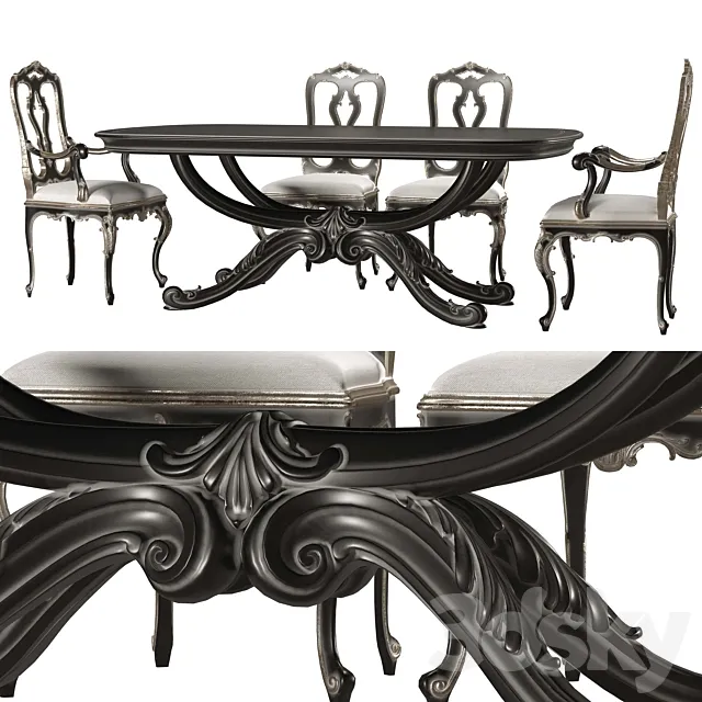 roberto giovannini dining table and chair art1231g and art 193 3DModel roberto giovannini dining table and chair art1231g and art 193 3DModel