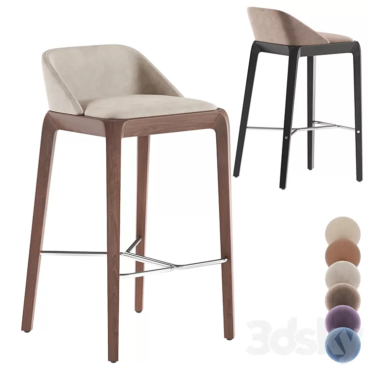 Roche Bobois Brio barstool 3D Model Free Download